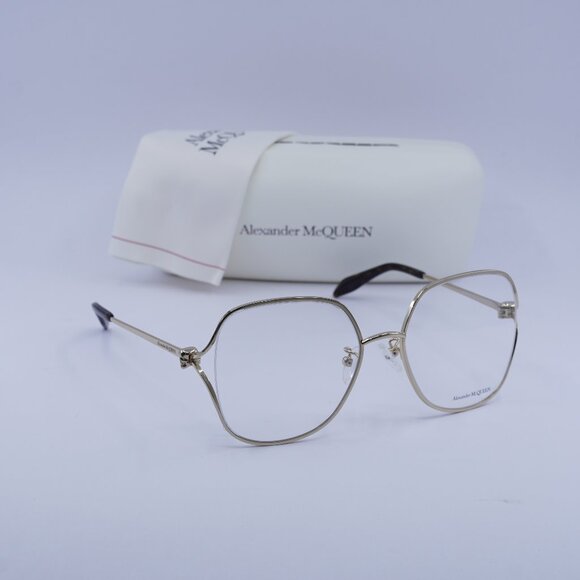 Alexander McQueen AM0368O 002 Square Eyeglasses 54mm - Gold - Picture 1 of 9